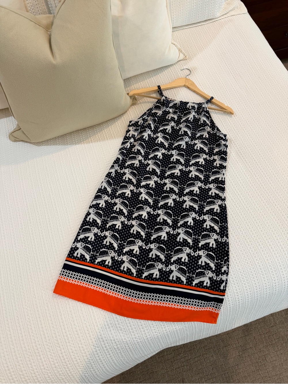 crown & ivy Navy & White Elephant Print Halter Dress